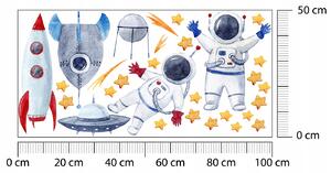Vulpi Dětské samolepky na zeď Kosmos 100x50 cm