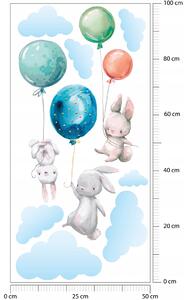 Vulpi Dětské samolepky na zeď Zajíčci na balónech 100x50 cm