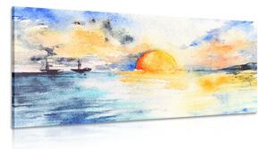 Obraz akvarelové moře a zapadající slunce