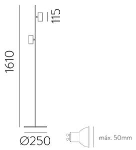 ACB Iluminacion Stojací LED lampa GINA, v. 160 cm, 2xGU10 8W Barva: Černá