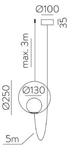 ACB Iluminacion Zavěsné LED svítidlo HALO, ⌀ 25 cm, 5W, CRI90, CCT switch 2700-3000K Barva: Černá, Stmívání: ON/OFF