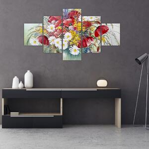 Obraz vázy s divokými květy (125x70 cm)