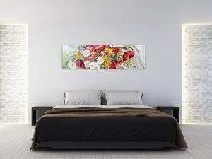 Obraz vázy s divokými květy (170x50 cm)