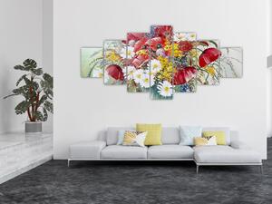 Obraz vázy s divokými květy (210x100 cm)
