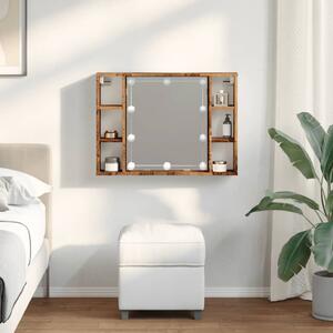 Zrcadlová skříňka s LED old wood 76x15x55 cm kompozitní dřevo