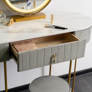 Luxusní toaletní stolek s taburetkou šedozlatý Ashley | jaks
