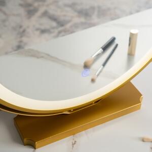 Moderní toaletní stolek s taburetkou béžový zlatý Sandy | jaks