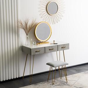 Moderní toaletní stolek s taburetkou šedozlatý Sandy | jaks