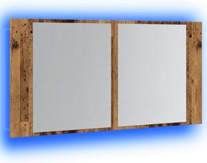 Zrcadlová skříňka s LED old wood 90x12x45 cm kompozitní dřevo