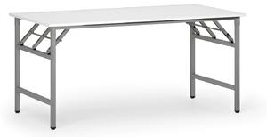 Konferenční stůl FAST READY, 160x80 cm, šedostříbrná podnož, bílá