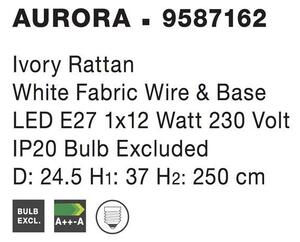 Nova Luce Závěsné svítidlo AURORA, ratan, E27 1x12W Barva: Bílá