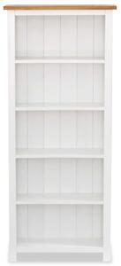 Knihovna Fripp s 5 policemi - masivní dřevo - bílá | 60 x 22,5 x 140 cm
