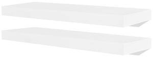 2 bílé nástěnné police plovoucí z MDF | 60 cm