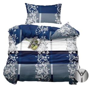 Bavlissimo 2-dílné povlečení ornamenty bavlna/mikrovlákno modrá šedá 140x200 na jednu postel
