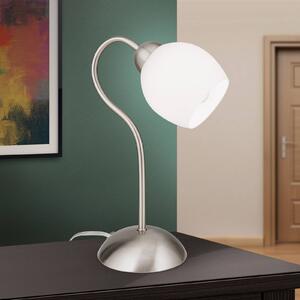 Stolní lampa Doma, saténový nikl, výška 30 cm, sklo
