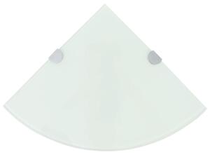 Rohová police s chromovými podpěrami - sklo bílá | 35x35 cm