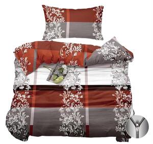 Bavlissimo 2-dílné povlečení ornamenty bavlna/mikrovlákno rezavá šedá 140x200 na jednu postel