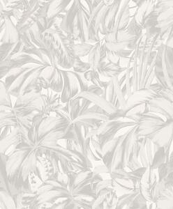 Šedo-bílá vliesová tapeta s listy, ZEN101, Zen, Zoom by Masureel