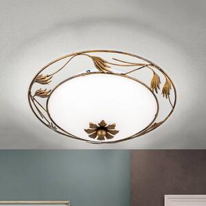 ORION Stropní světlo Fleur, antická zlatá, Ø 40 cm, stmívatelný, Bronz / starožitná mosaz, Obývací pokoj / jídelna, kov, Venkovský / rustikální