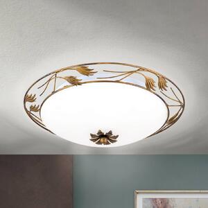 ORION Stropní světlo Fleur, antická zlatá, Ø 50 cm, stmívatelný, Bronz / starožitná mosaz, Obývací pokoj / jídelna, kov, Venkovský / rustikální