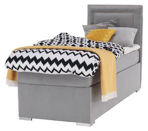 KONDELA Boxspringová postel, jednolůžko, světle šedá, 90x200, pravá, BILY