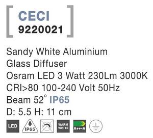 Nova Luce Venkovní stropní svítidlo CECI černý hliník skleněný difuzor Osram LED 3W 3000K 52st. IP65 - VÝPRODEJ