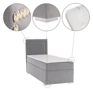 KONDELA Boxspringová postel, jednolůžko, světle šedá, 90x200, levá, BILY