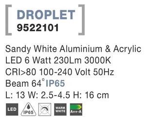Nova Luce Venkovní nástěnné svítidlo DROPLET, LED 6W 3000K 64st. IP65 Barva: Bílá