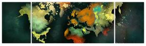Obraz - Mapa světa v tmavě zelené, aquarel (170x50 cm)