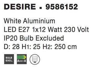 Nova Luce Závěsné svítidlo DESIRE, E27 1x12W Barva: Bílá