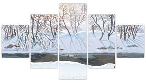 Obraz - Liška v zimní krajině (125x70 cm)