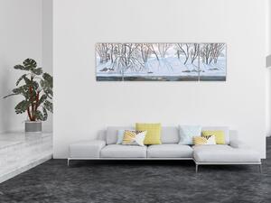 Obraz - Liška v zimní krajině (170x50 cm)