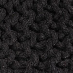 Ručně pletený bavlněný taburet - černý | 50x35 cm