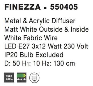 Nova Luce Závěsné svítidlo FINEZZA, E27 3x12W Barva: Bílá