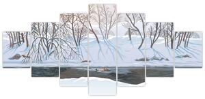 Obraz - Liška v zimní krajině (210x100 cm)