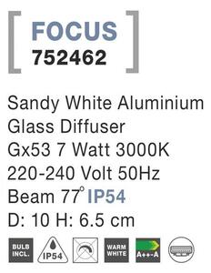 Nova Luce Venkovní stropní svítidlo FOCUS, LED GX53 7W 3000K 77st. IP54 Barva: Šedá