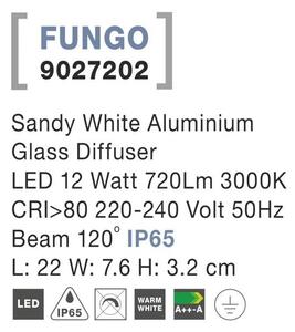Nova Luce Venkovní nástěnné svítidlo FUNGO, LED 12W 3000K 120st. IP65 světlo dolů Barva: Bílá
