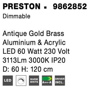 LED lustr Preston 60 zlaté 2