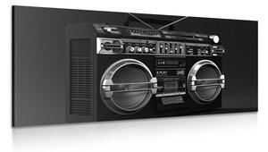 Obraz disco rádio z 90. let v černobílém provedení