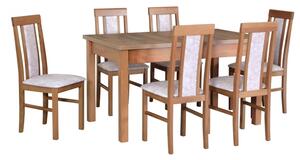Drewmix jídelní sestava DX 15 + odstín dřeva (židle + nohy stolu) buk, odstín lamina (deska stolu) sonoma, potahový materiál látka