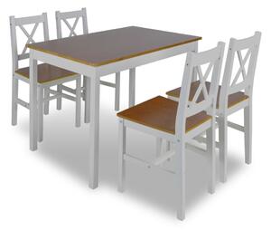 Dřevěný stůl a 4 dřevěné židle | hnědá