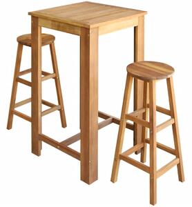 Barový stůl a stoličky sada 3 kusů z masivního akáciového dřeva