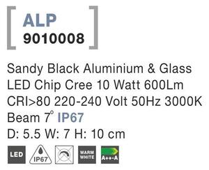Nova Luce Venkovní nástěnné svítidlo ALP, LED Chip Cree 2x10W 3000K, IP65