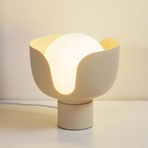 Lindby Stolní lampa Fiora, béžová barva, sklo, kov, Ø 20 cm, Krémová / jantar, Obývací pokoj / jídelna, kov, Moderní, stojací lampa
