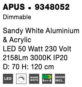 Nova Luce Závěsné svítidlo APUS bílá hliník a akryl LED 50W 3000K stmívatelné - AKCE