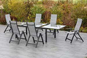 ZAHRADNÍ STŮL, kov, sklo, 150-220/90/75 cm Gardenson, Online Only