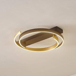 Lucande Stropní svítidlo LED Natsuma, černá/zlatá, kov, Ø 50 cm, Černá, Obývací pokoj / jídelna, Plast, Moderní