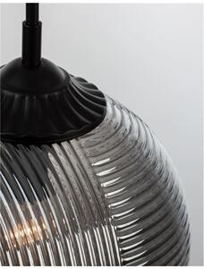 Nova Luce Závěsné svítidlo ATHENA kouřové šedé sklo matný černý kov E27 1x12W