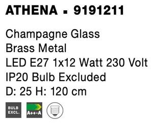 Nova Luce Závěsné svítidlo ATHENA šampaň sklo mosazný kov E27 1x12W