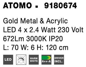 Nova Luce Závěsné svítidlo ATOMO zlatý kov a akryl LED 4 x 2.4W 3000K